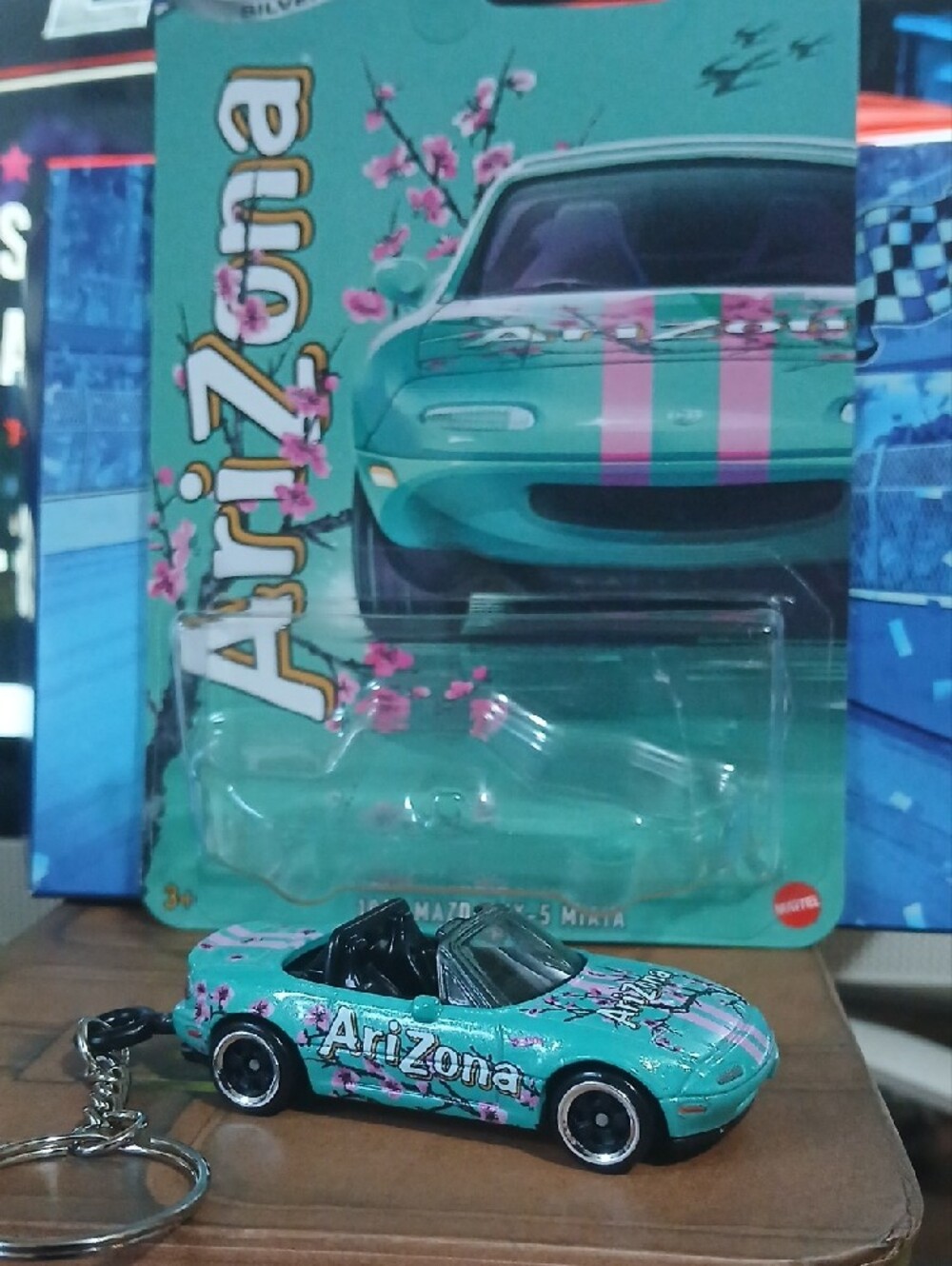 Arizona Teal 1991 Mazda MX-5 Convertible Toy Car Keychain